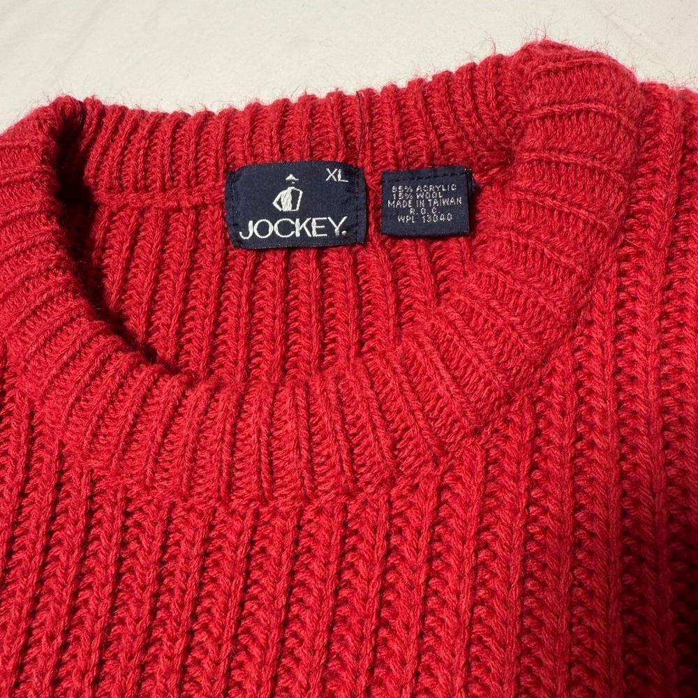 Vintage Jockey‎ Snowflake Sweater Acrylic Wool Blend Red Men's Size XL - Picture 4 of 7